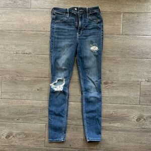 Hollister Blue Distressed Skinny Jeans